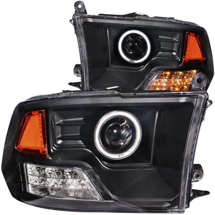 ANZO 2009-2015 Dodge Ram 1500 Projector Headlights w/ Halo Black (CCFL)