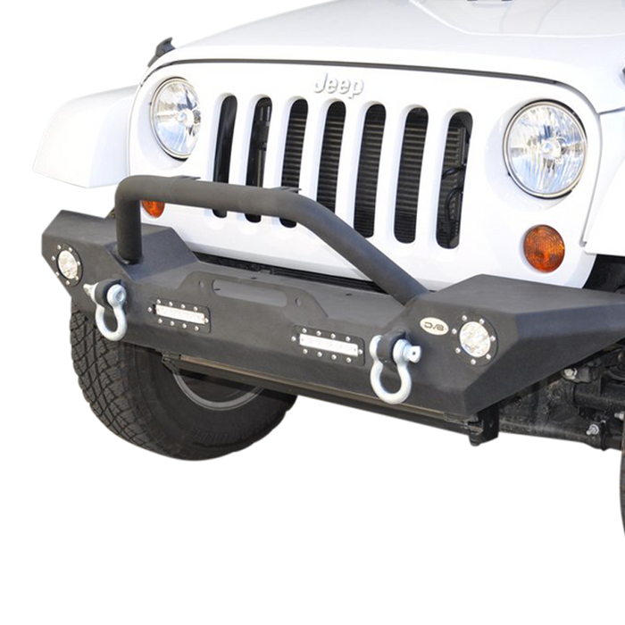 DV8 Offroad 07-18 Jeep Wrangler JK/JL FS-7 Mid Length Steel Front Bumper w/ LED Lights
