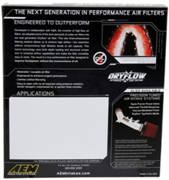 AEM 10-11 Chevrolet Camaro 3.6/6.2L 11.625in O/S L x 9.125in O/S W x 2.313in H DryFlow Air Filter