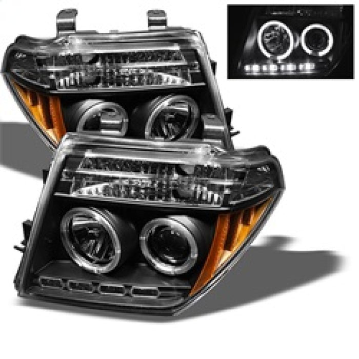 Spyder Nissan Frontier 05-08 Projector Headlights LED Halo LED Blk PRO-YD-NF05-HL-BK