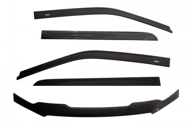 AVS 15-18 Chevy Silverado 2500 Crew Cab Ventvisor & Aeroskin Deflector Combo Kit - Matte Black