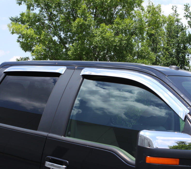 AVS 02-06 Cadillac Escalade Ventvisor Outside Mount Front & Rear Window Deflectors 4pc - Chrome