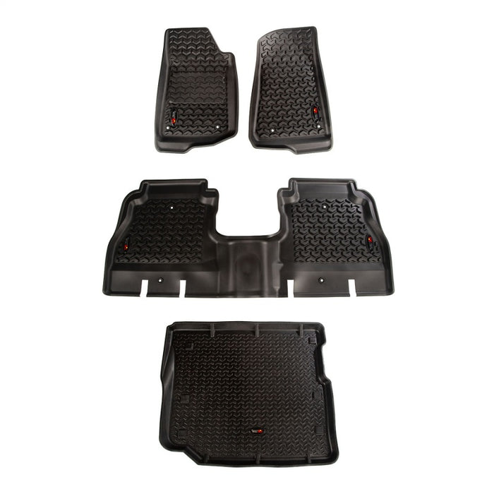 Rugged Ridge Floor Liner Front/Rear/Cargo Black 18-21 Jeep Wrangler JL 4 Dr (Excl. 4XE Models)