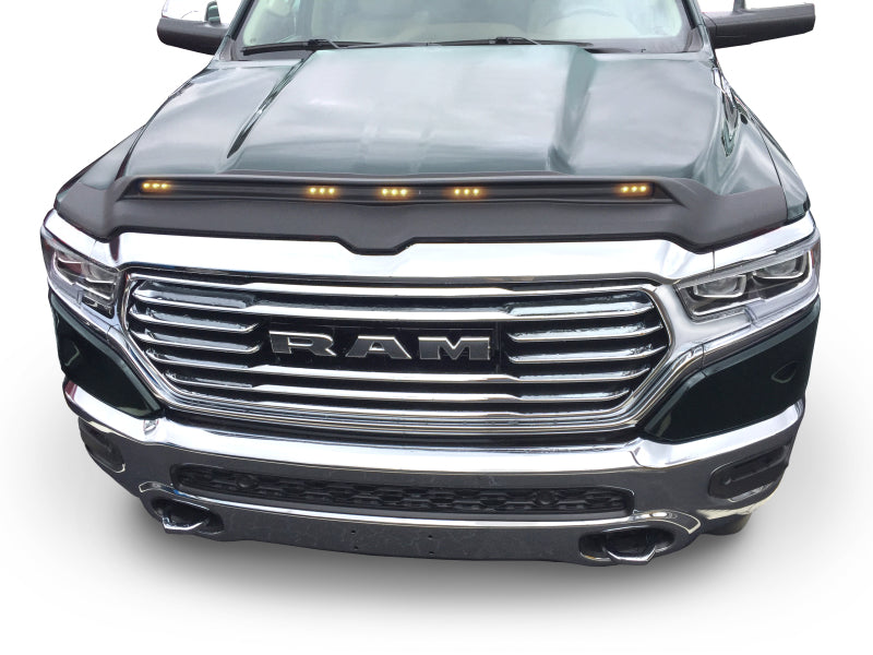 AVS 2019 Dodge Ram 1500 Aeroskin Low Profile Hood Shield w/ Lights - Black