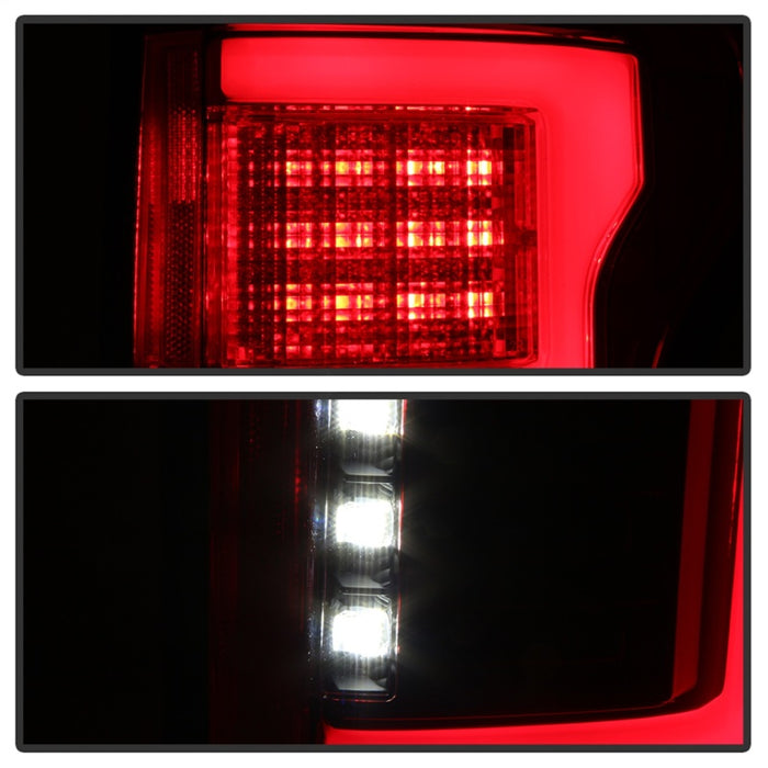 Spyder 15-18 Ford F-150 LED Tail Lights (w/Blind Spot) - Red Clear (ALT-YD-FF15015BS-LBLED-RC)