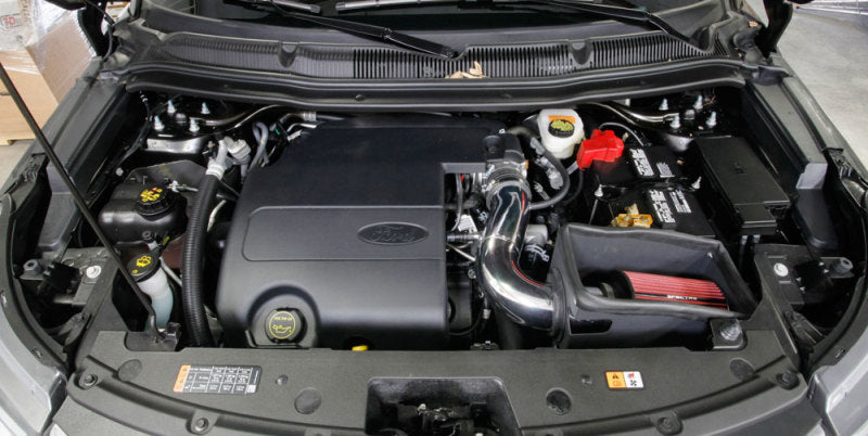 Spectre 11-19 Ford Explorer V6-3.5L F/I Air Intake Kit - Polished Aluminum w/Red Filter