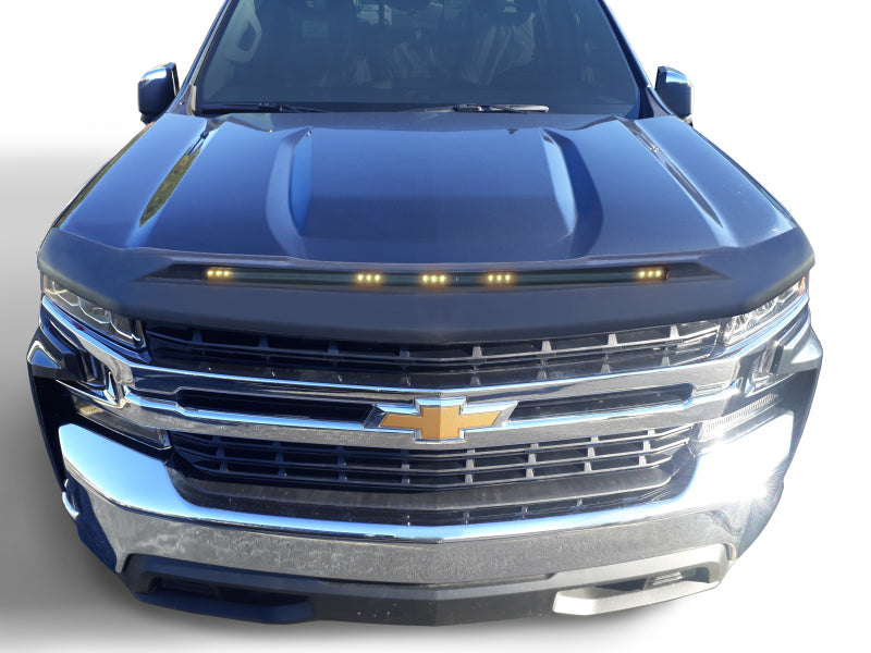 AVS 2019 Chevy Silverado 1500 (Excl. ZR2/LT Trail Boss) Aeroskin Low Profile Hood Shield w/Lgt - Blk