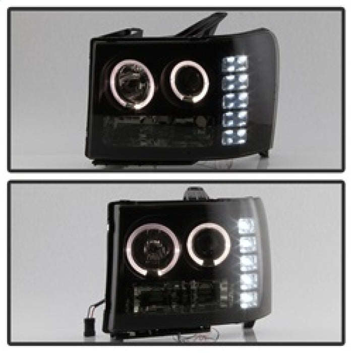 Spyder GMC Sierra 1500/2500 07-13 Projector Headlights LED Halo- LED Blk Smke PRO-YD-GS07-HL-BSM