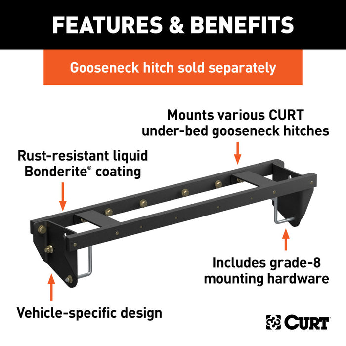 Curt 20-22 Chevrolet Silverado 2500/3500 HD 6.75ft Bed Double Lock EZr Gooseneck Install Brackets