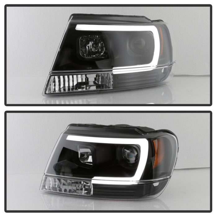 Spyder 99-04 Jeep Grand Cherokee Projector Headlights - Light Bar DRL LED - Black