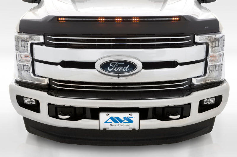 AVS 2017-2019 Ford F250 Super Duty Aeroskin Low Profile Hood Shield w/ Lights - Black