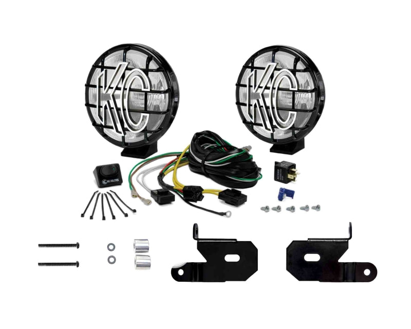 KC HiLiTES Jeep JL/JT A-Pillar Mount Light Kit w/Apollo Pro Halogen Lights 100w Spread Beam - Black